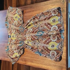 Womens Rue21, size Small Boho, short sleeved, multi colored designed dress.
